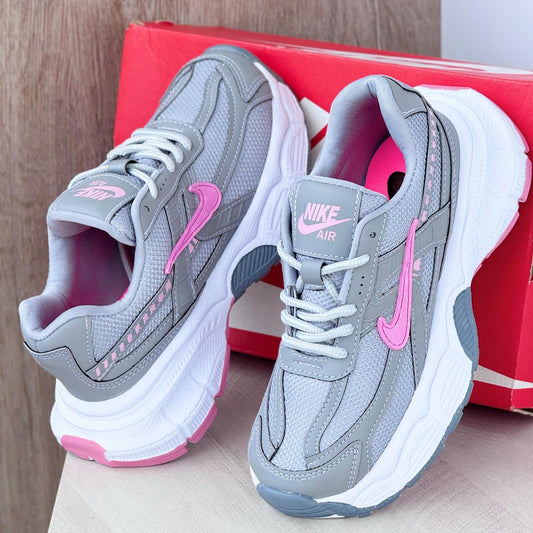 TENIS NIKE AIR GRIS X ROSA